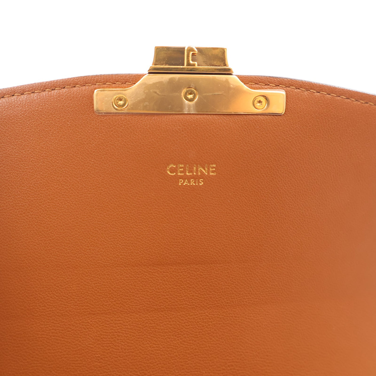 Pre-Owned Celine Flap Bag Teen Mixed Fibers Triomphe, open interior with lining, photo 13 of 14