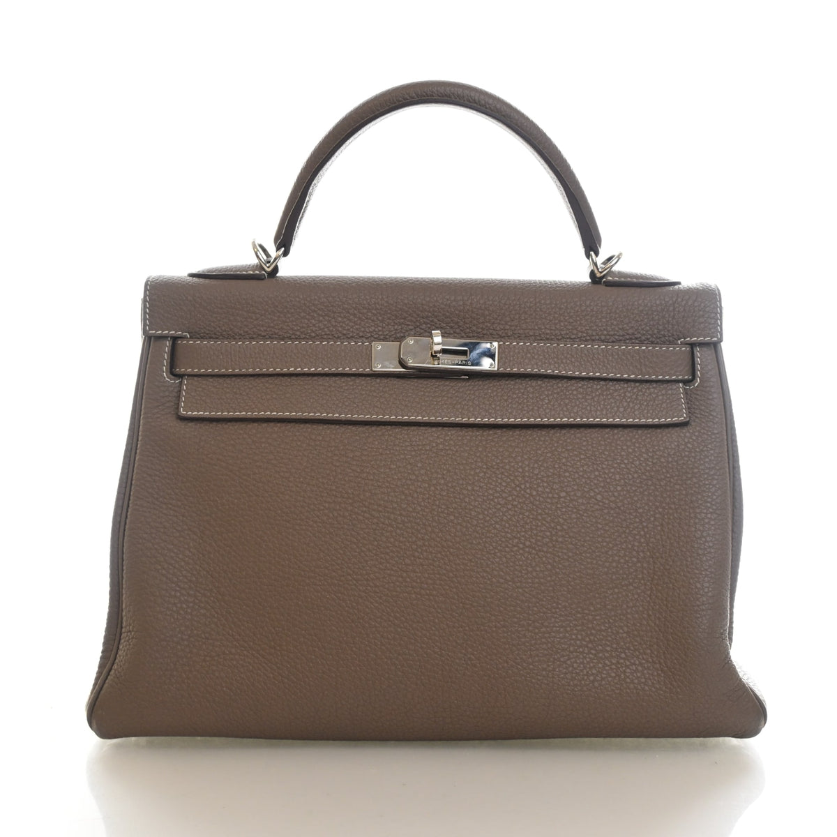 Pre-Owned Hermès Kelly 32 Etoupe Togo Leather, front view