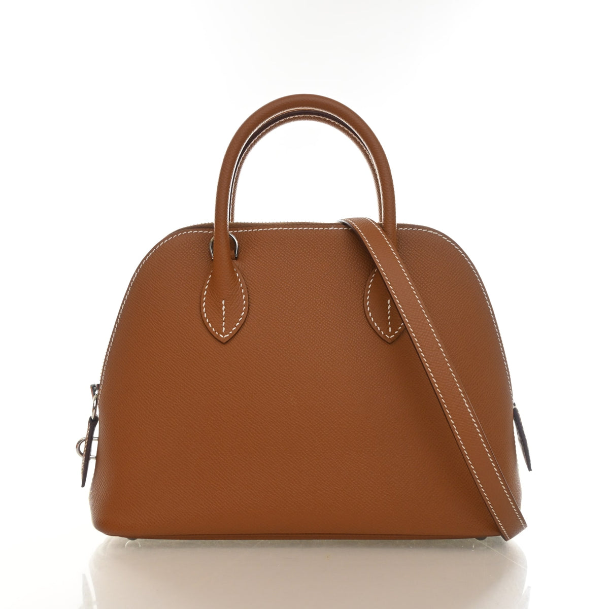 Pre-Owned Hermès Bolide 25 Gold Epsom Leather 1923, front view, authenticated at Luxe Du Jour