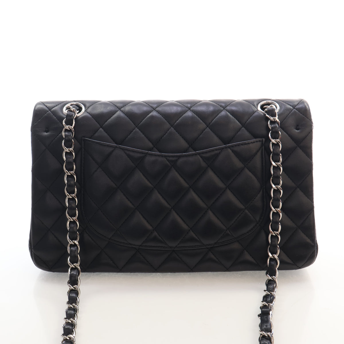 Pre-Owned Chanel Classic Double Flap Medium Lambskin Bag, back view, photo 11 of 18