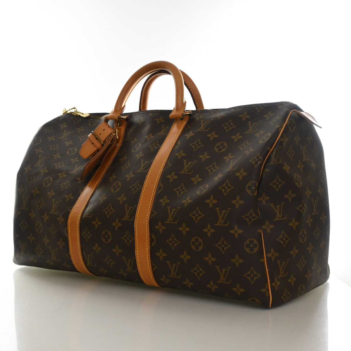 Vintage Louis Vuitton 50 Monogram Keepall, three-quarter view