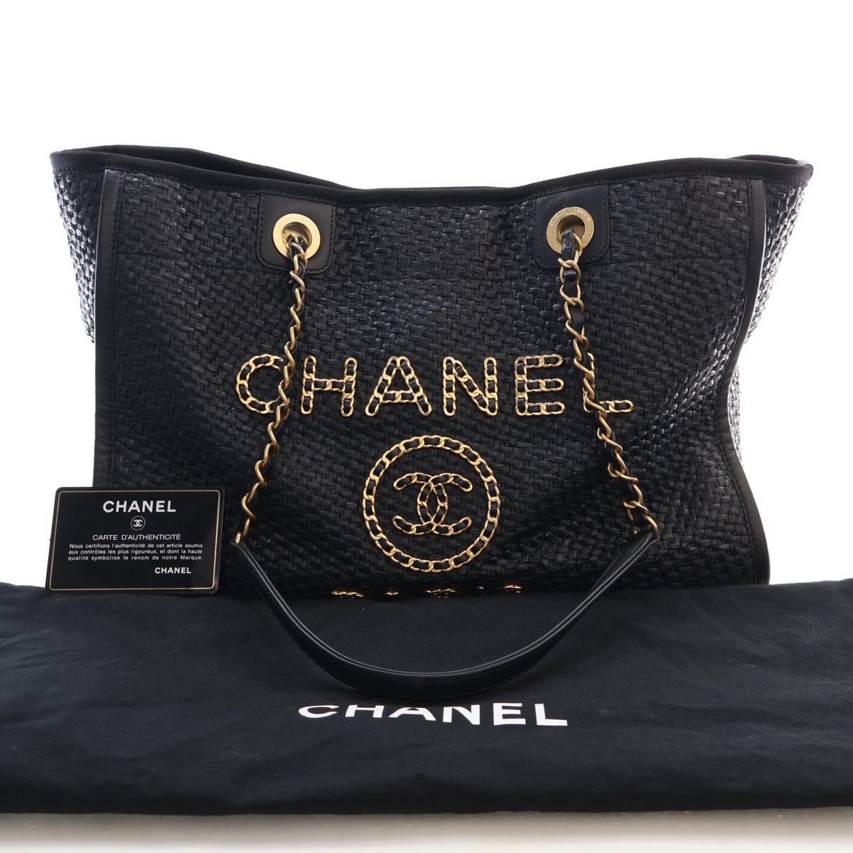 Pre-Owned Chanel Tote Small Raffia Deauville, front view, photo 17 of 17