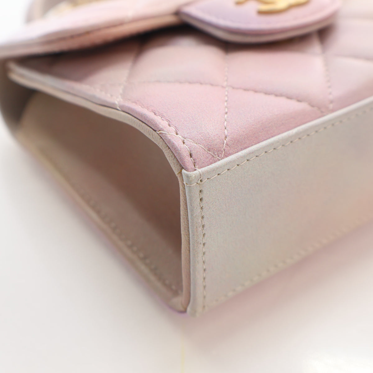 Pre-Owned Chanel Top Handle Mini Lambskin Flap Bag, corner and edge detail, photo 7 of 19