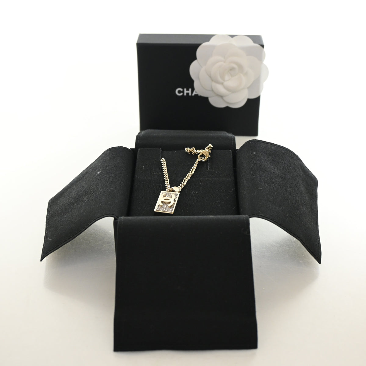Chanel Crystal Dog Tag Charm Necklace, photo 10 of 10