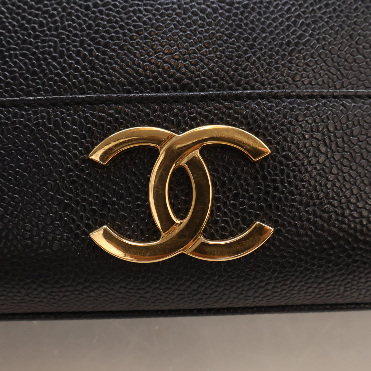 Vintage Chanel Shoulder Bag Medium Caviar Leather Triple CC, gold embossed logo detail