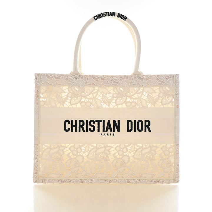 Christian Dior Medium Embroidered D Lace Book Tote