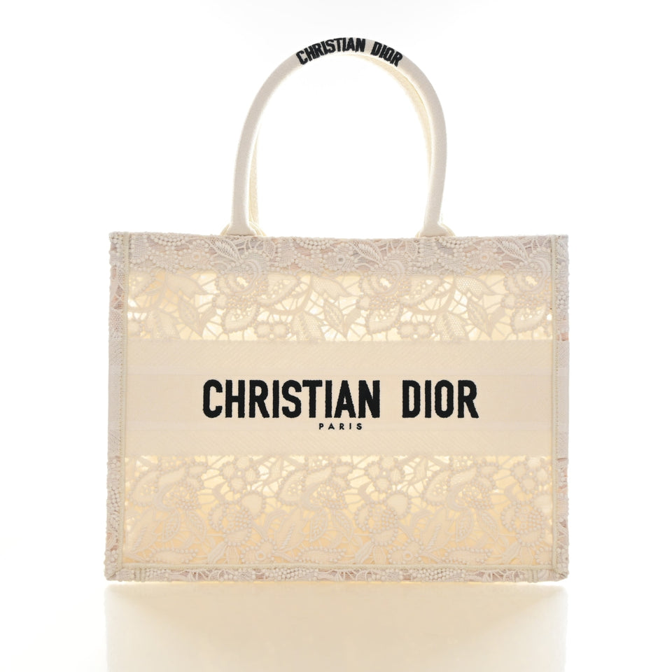 Christian Dior Medium Embroidered D Lace Book Tote