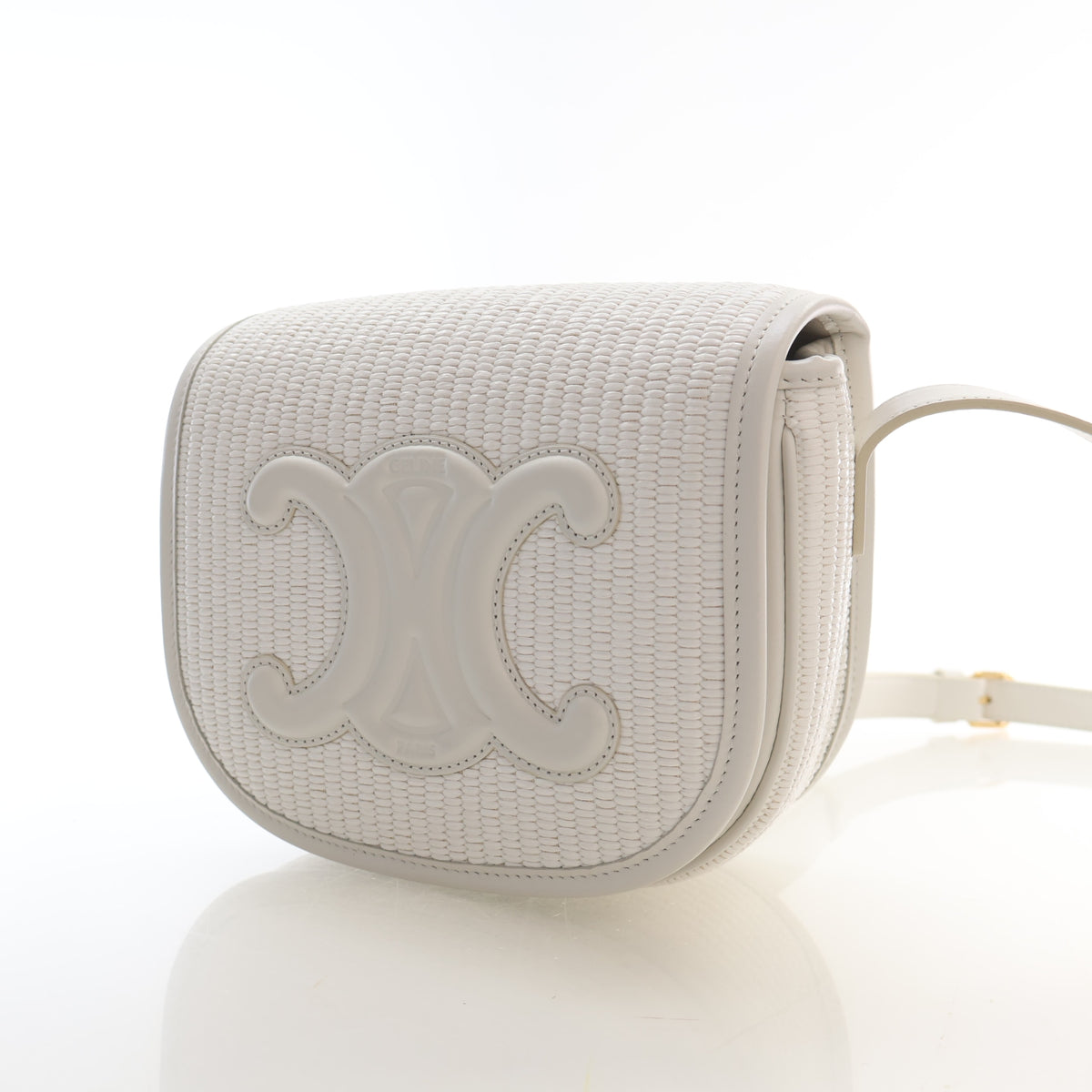 Pre-Owned Celine Triomphe Raffia Folco, front view, photo 3 of 15