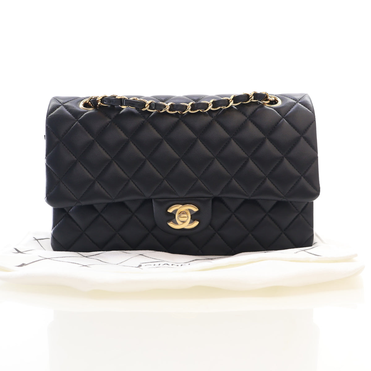 Pre-Owned Chanel Classic Double Flap Medium Lambskin Bag, front view, photo 18 of 20