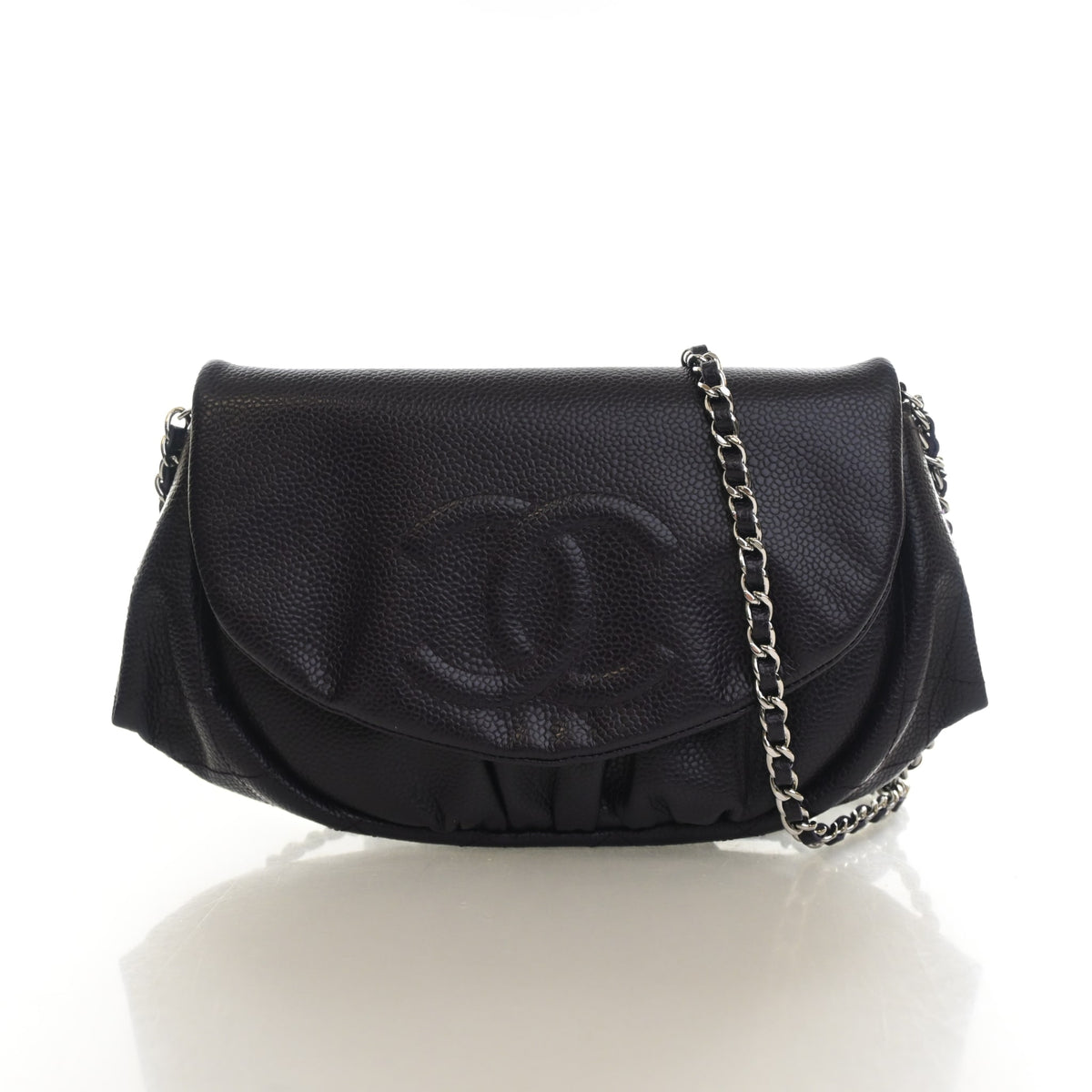 Pre-Owned Chanel Wallet On Chain Caviar Leather Half Moon WOC, front view