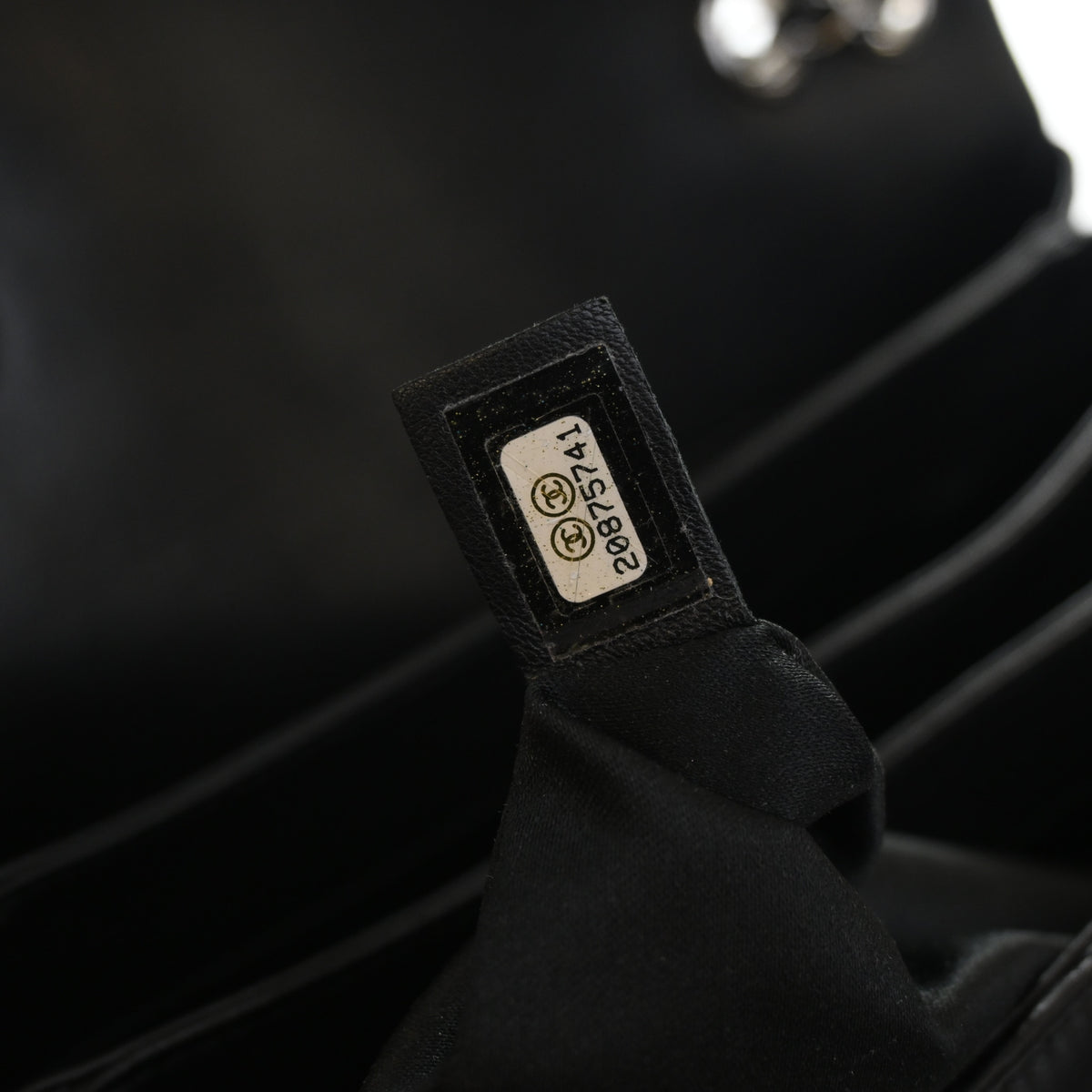 Pre-Owned Chanel Flap Bag Medium Lambskin Accordion Single, interior label and date code