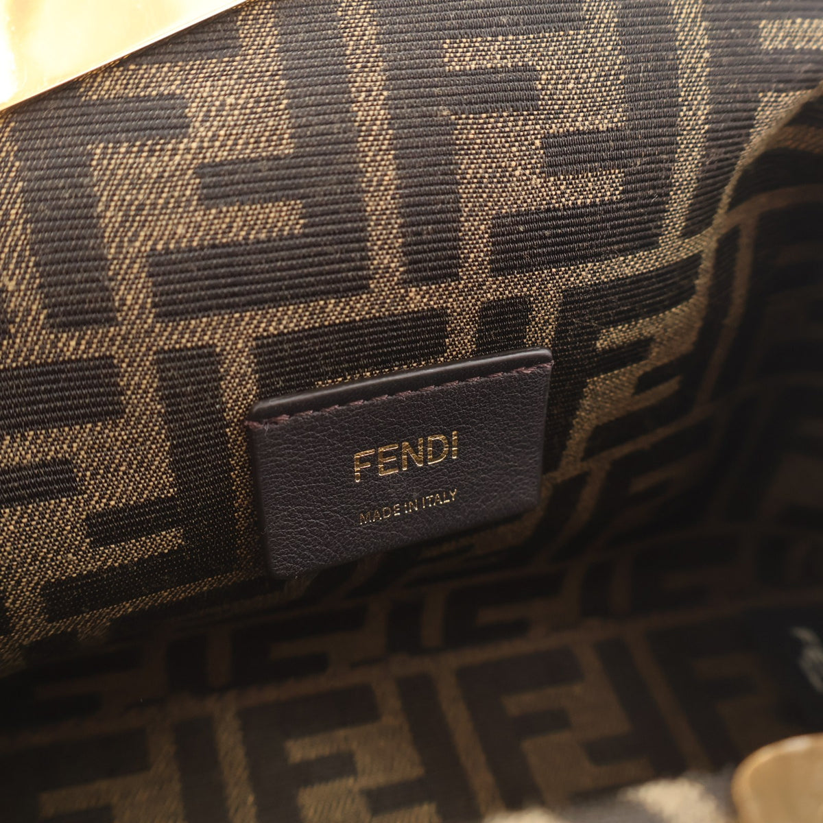 Pre-Owned Fendi Nappa Leather Fox Fur First Bag, logo detail