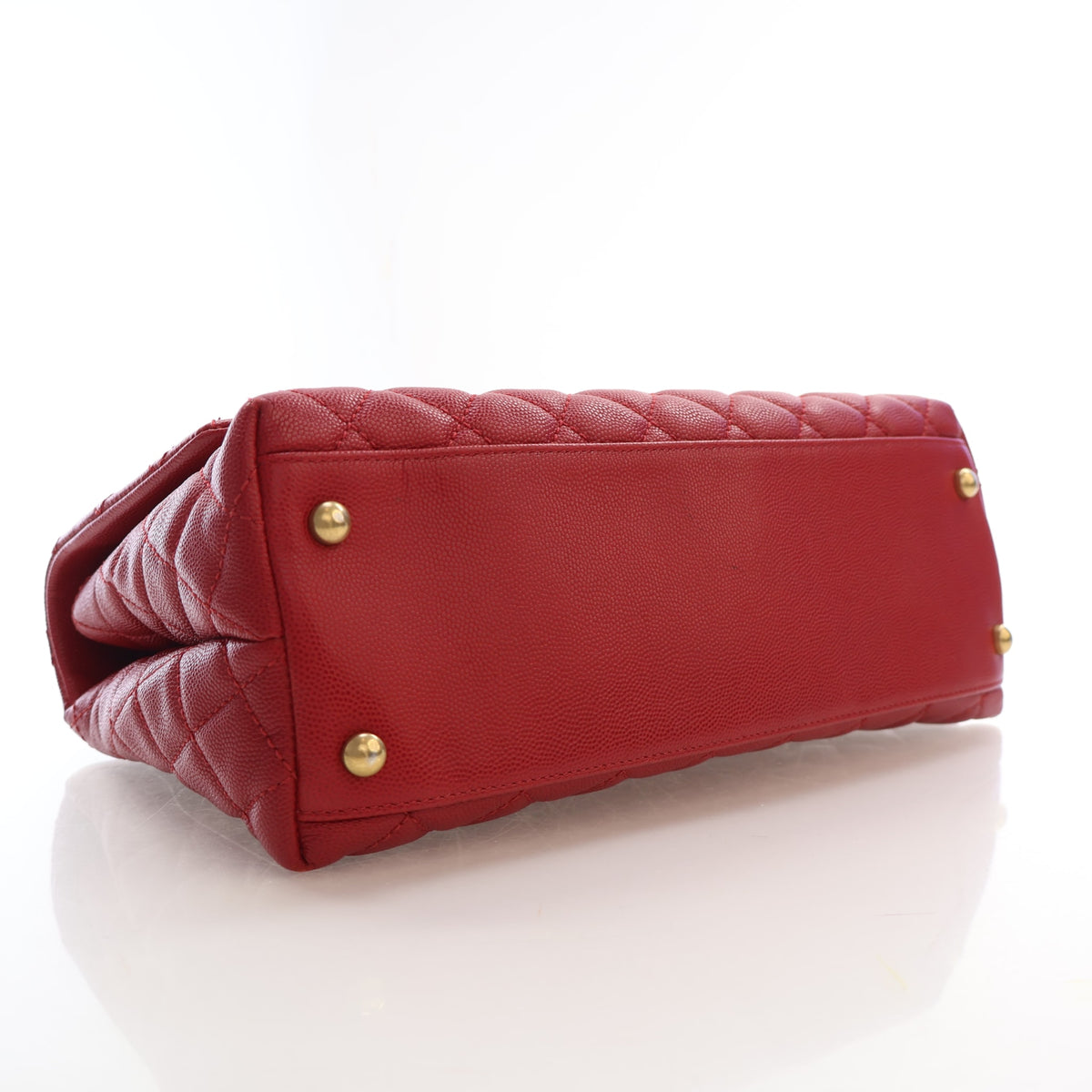 Pre-Owned Chanel Top Handle Medium Caviar Leather Flap Bag, base and feet view