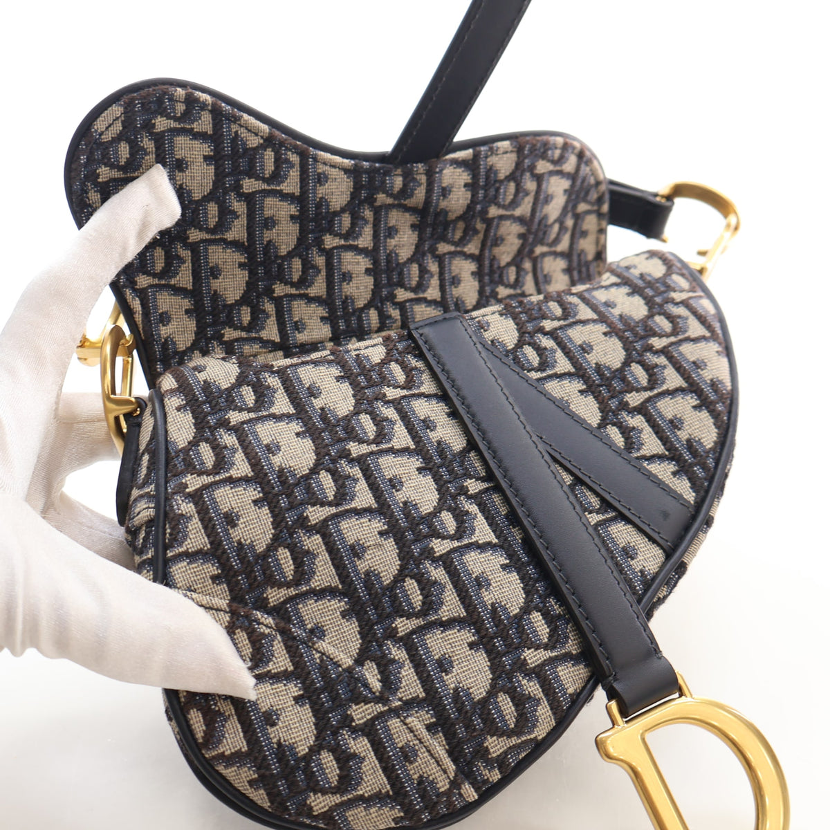 Pre-Owned Christian Dior Saddle Bag Mini Oblique, open front view