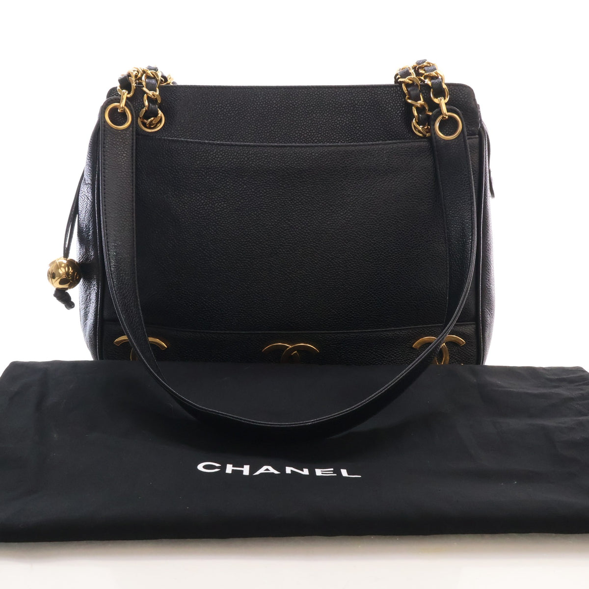 Vintage Chanel Shoulder Bag Medium Caviar Leather Triple CC, front view, photo 17 of 17