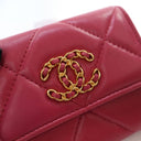 Chanel Red Lambskin 19 Card...