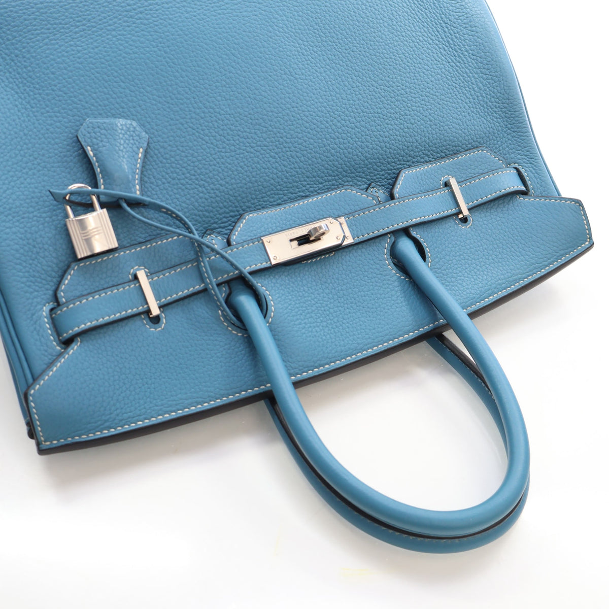 Pre-Owned Hermès Birkin 35 Blue Jean Togo Leather, front view, photo 15 of 23