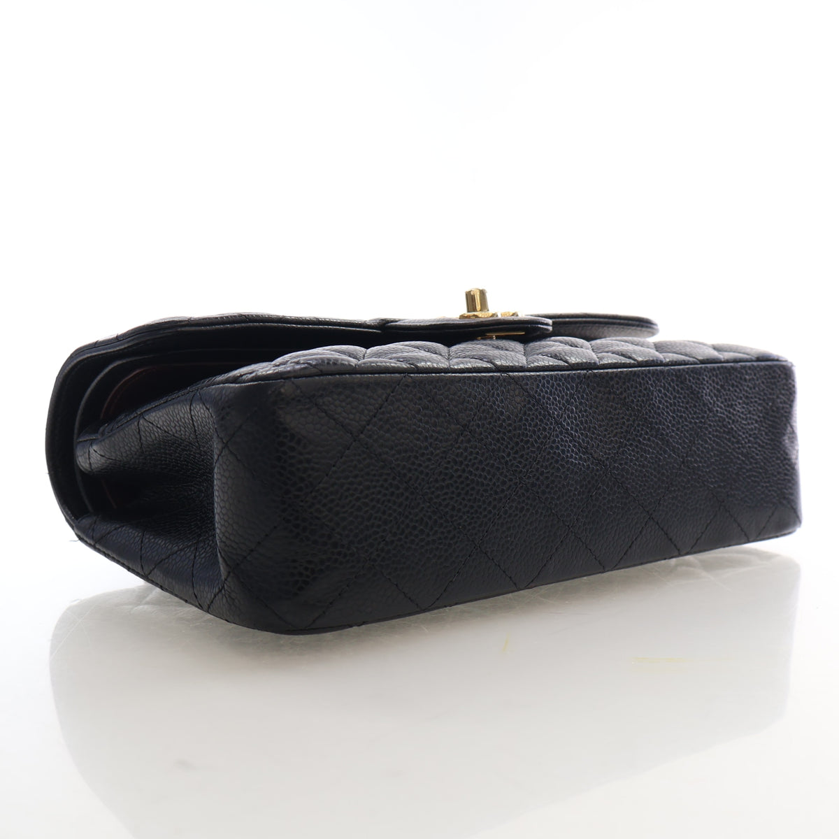 Pre-Owned Chanel Classic Double Flap Small Caviar Leather Bag, base and feet view, photo 5 of 19
