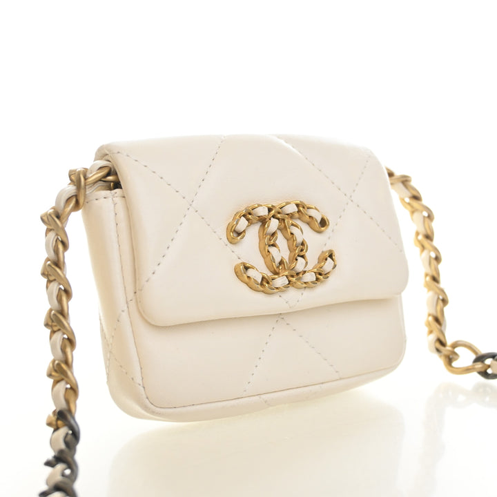 Chanel Lambskin 19 Card Holder On Chain