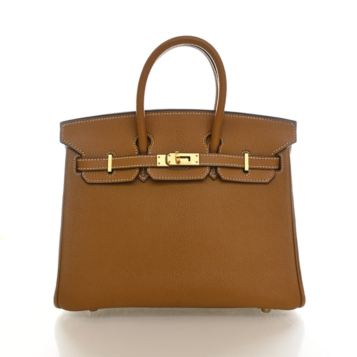 Hermes Vintage Naturel Sabel Chevre De Coromandel Birkin 25