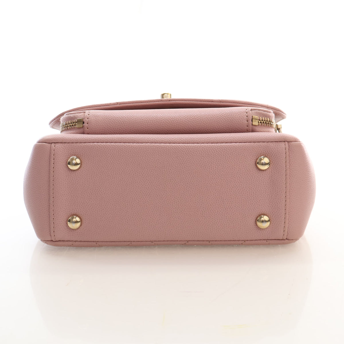 Pre-Owned Chanel Top Handle Small Caviar Leather Business Affinity Bag, base and feet view, photo 9 of 18