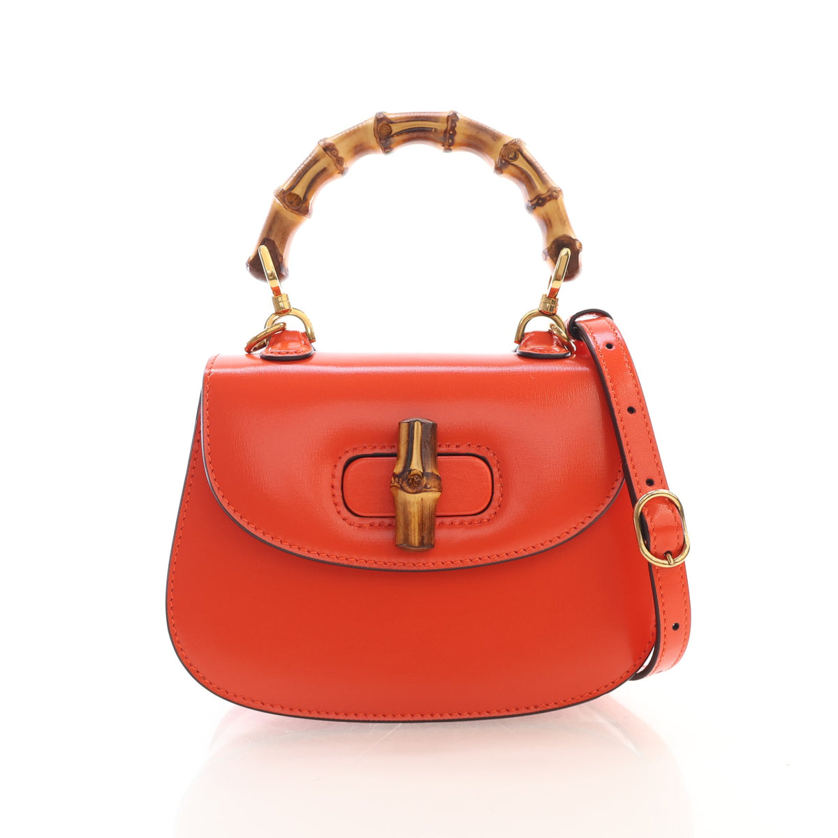 Pre-Owned Gucci Mini Calfskin Bamboo 1947 Bag, front view, authenticated at Luxe Du Jour