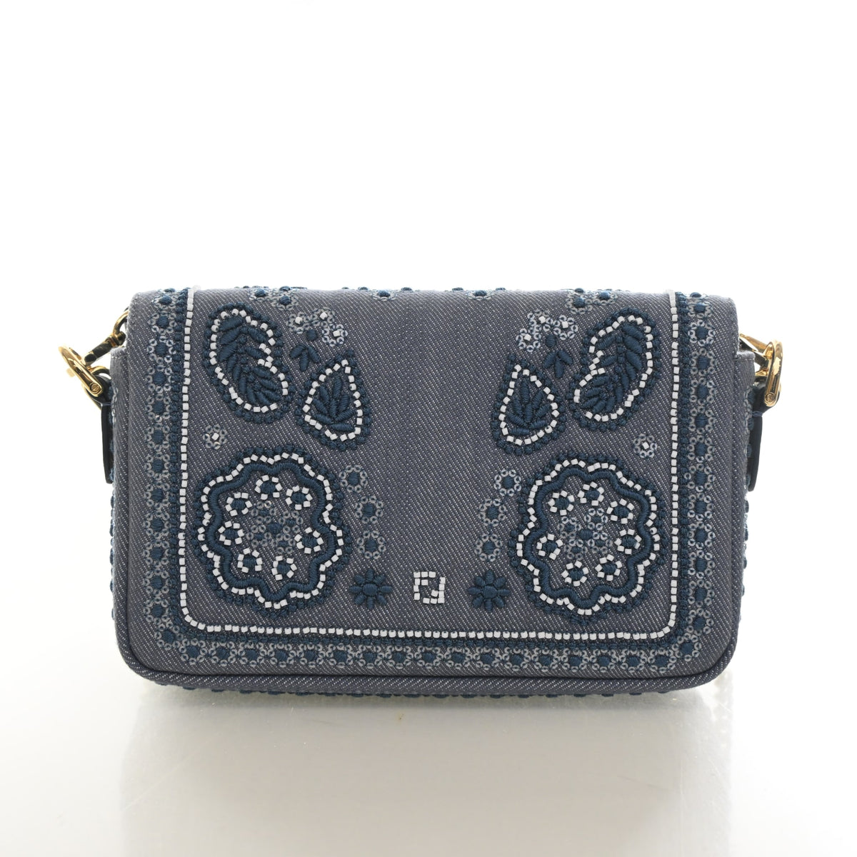 Fendi Mini Denim Coral Bandana Baguette, photo 11 of 14