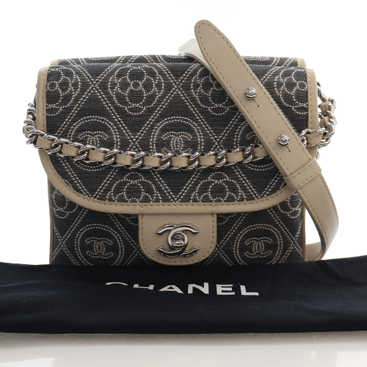 Pre-Owned Chanel Flap Bag Camellia Printed Canvas Double Side, front view, photo 22 of 22
