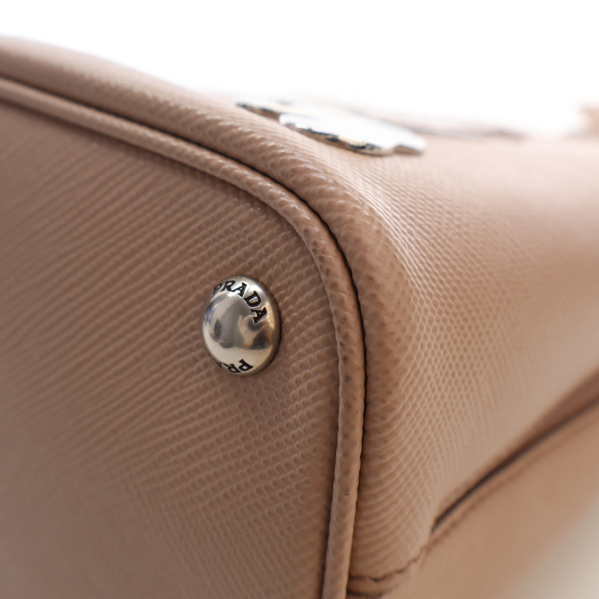 Pre-Owned Prada Small Panier Saffiano Leather Bag, base and feet view, photo 10 of 19