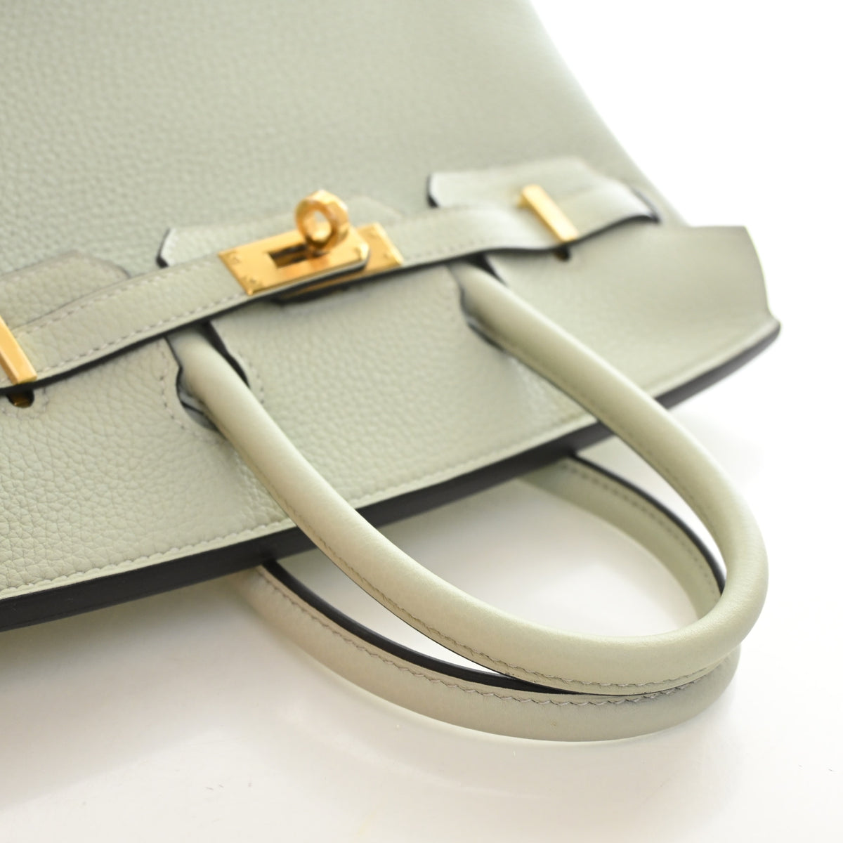 Pre-Owned Hermès Birkin 25 Gris Neve Togo Leather, open front view