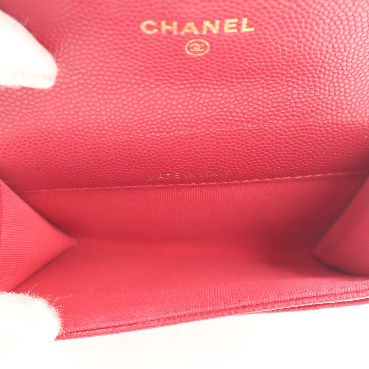 Pre-Owned Chanel Wallet Caviar Leather Flap, open interior