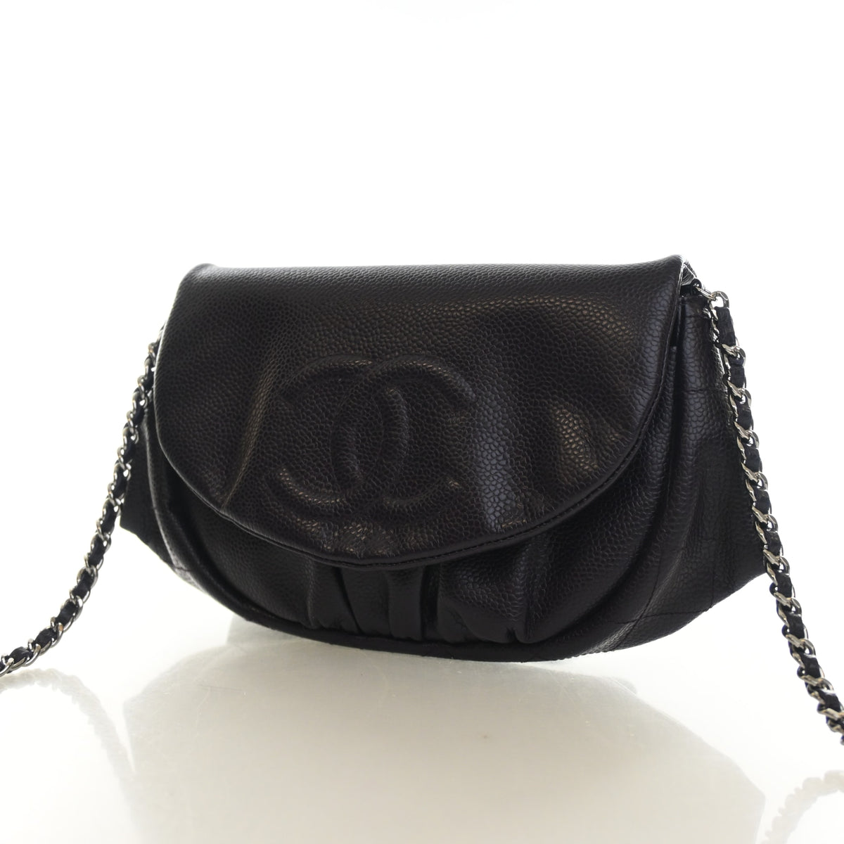 Pre-Owned Chanel Wallet On Chain Caviar Leather Half Moon WOC, three-quarter view, photo 3 of 13