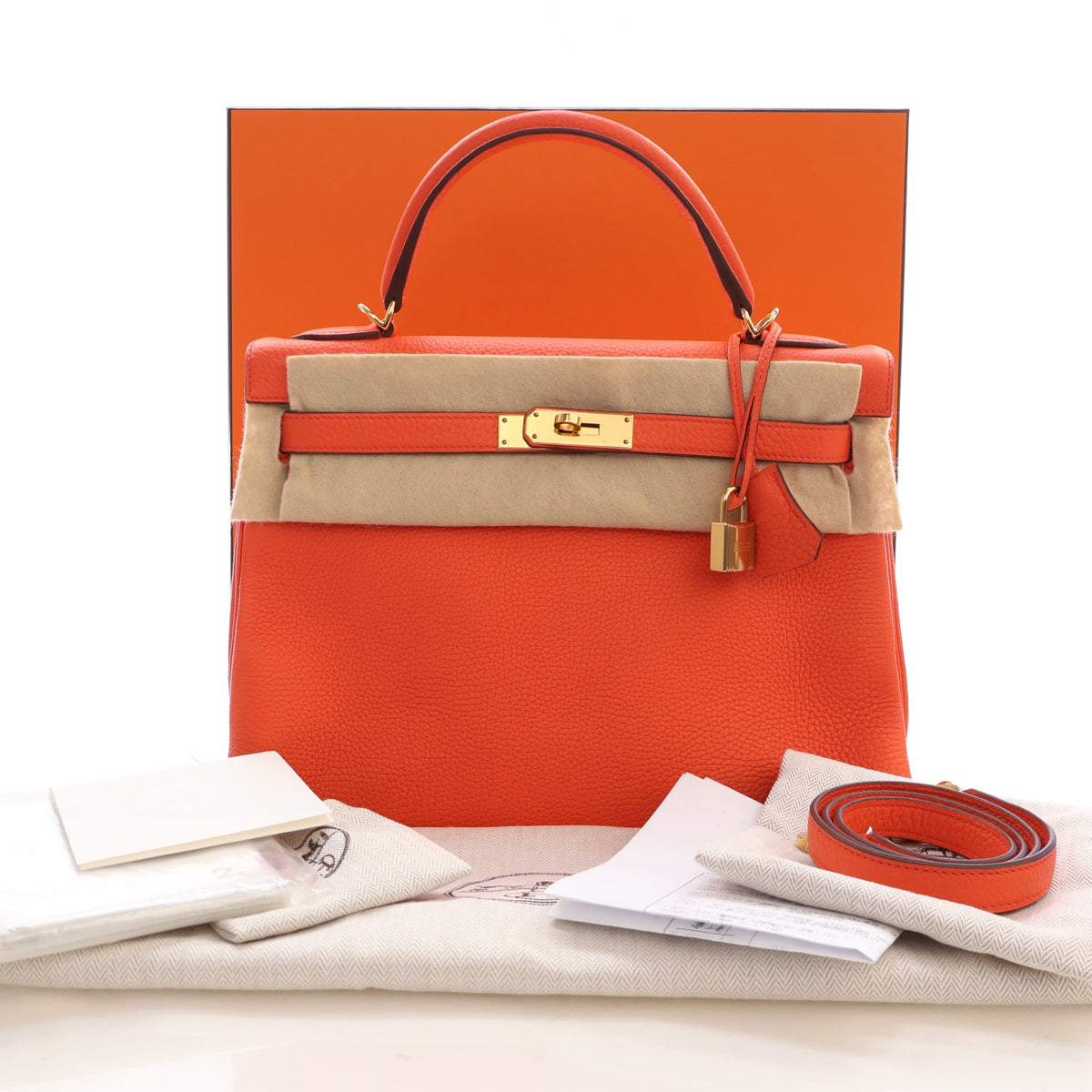 Hermes Orange Poppy Clemence Kelly 32, photo 17 of 18