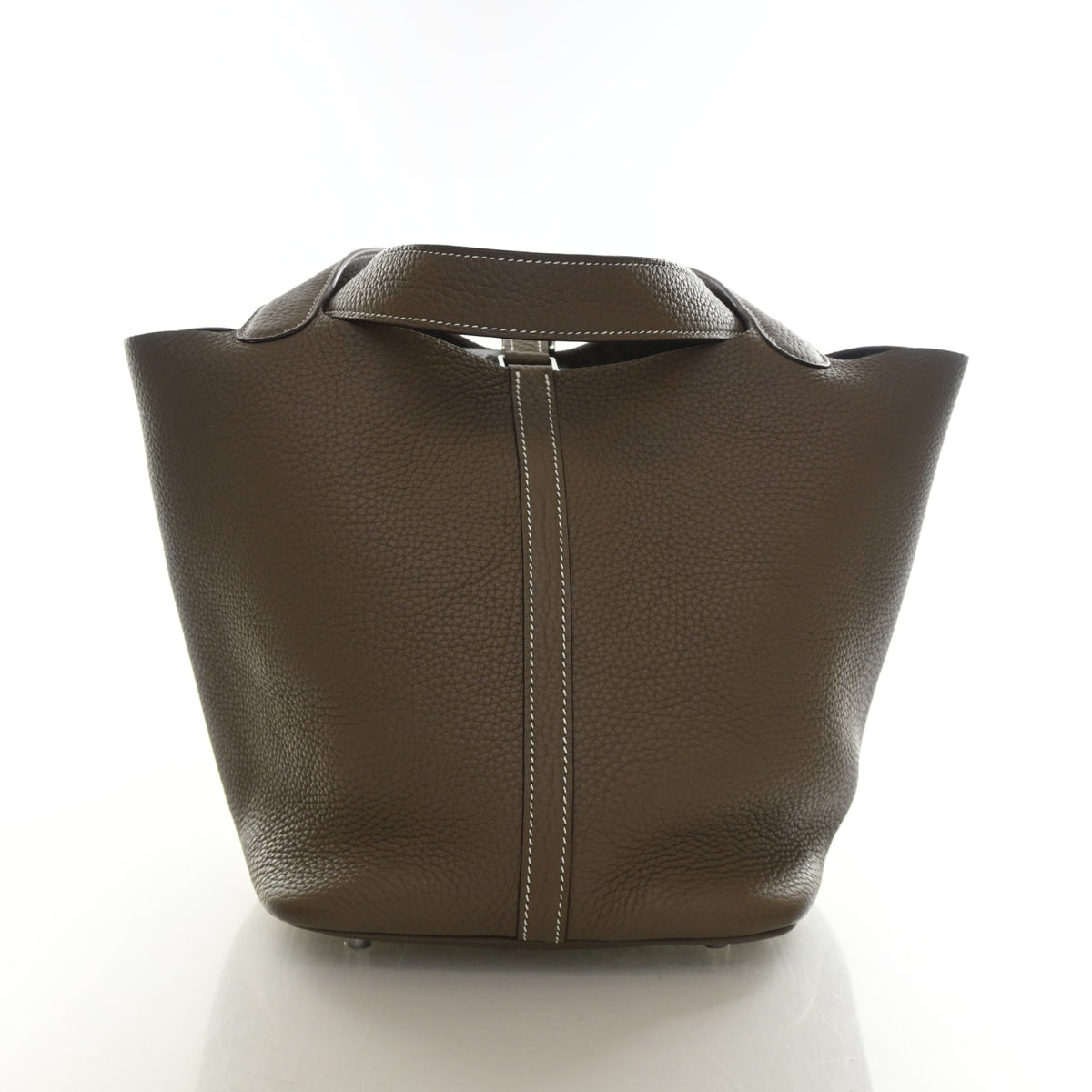 Pre-Owned Hermès Picotin Lock 22 Etoupe Clemence Leather, front view, photo 11 of 14
