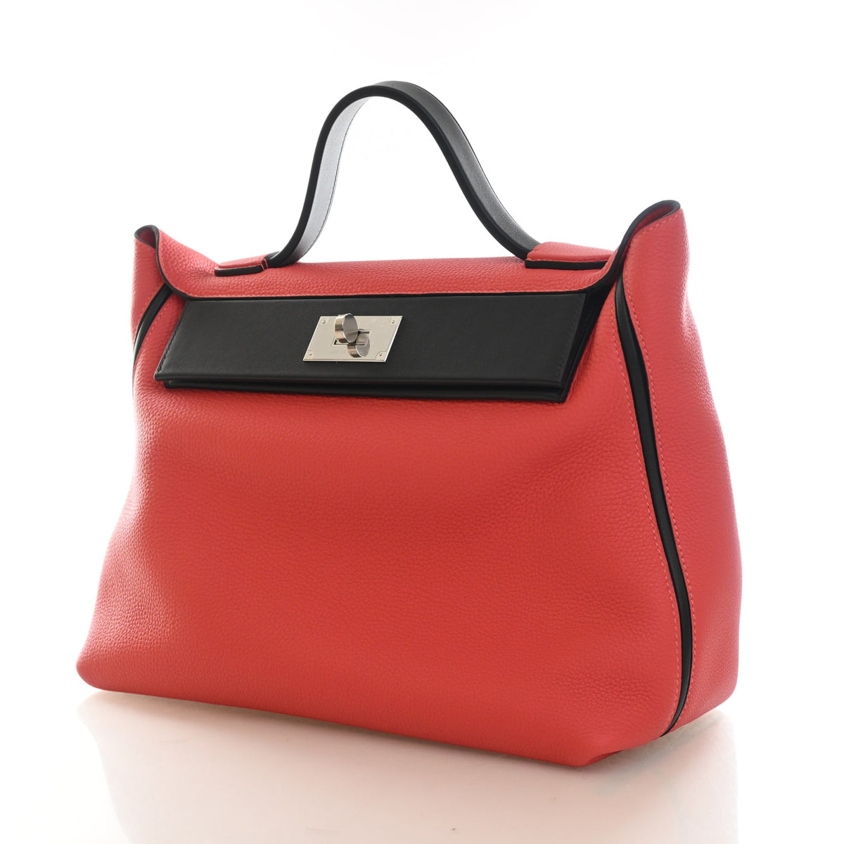 Pre-Owned Hermès 35 Rouge Pivoine Clemence Leather 24/24, front view