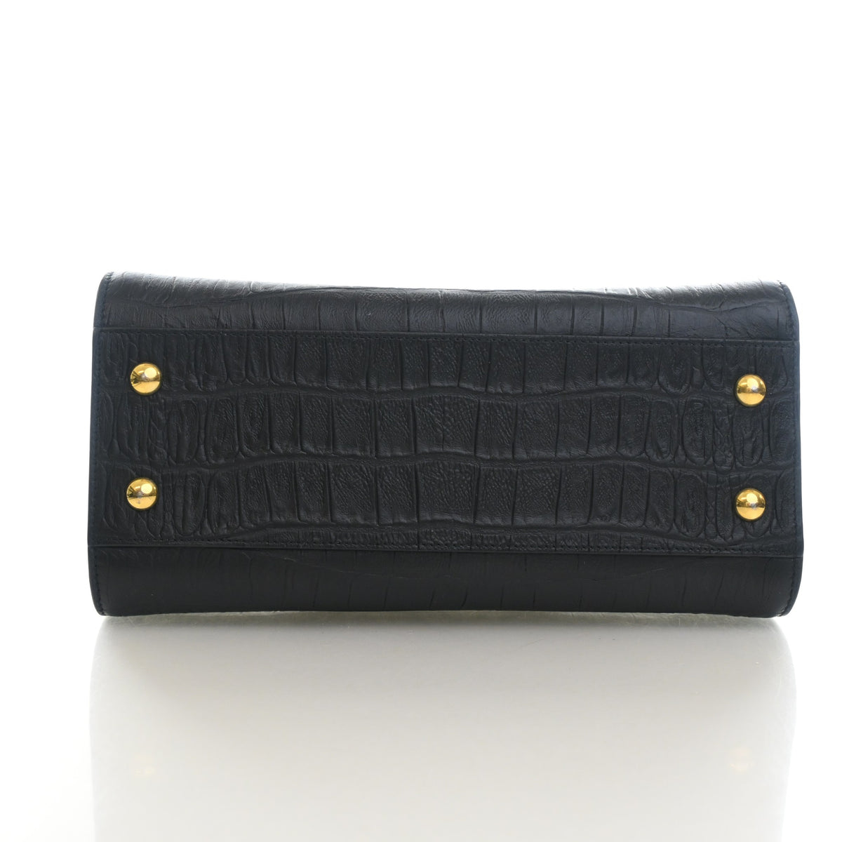 Pre-Owned Saint Laurent Baby Crocodile Leather Embossed Leather Cabas, base and feet view, photo 9 of 12