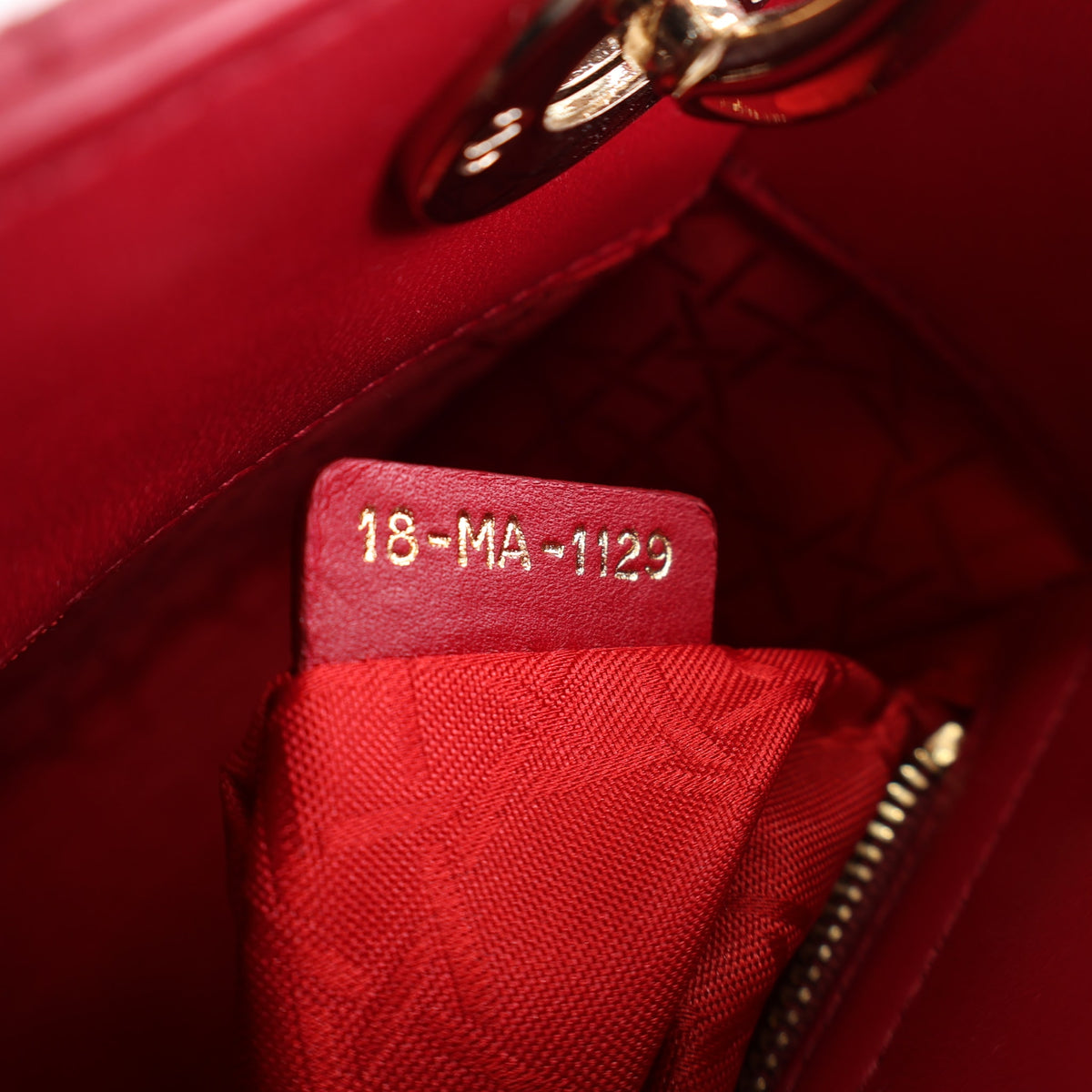 Pre-Owned Christian Dior Lady Dior Small Lambskin My ABC, interior label and date code