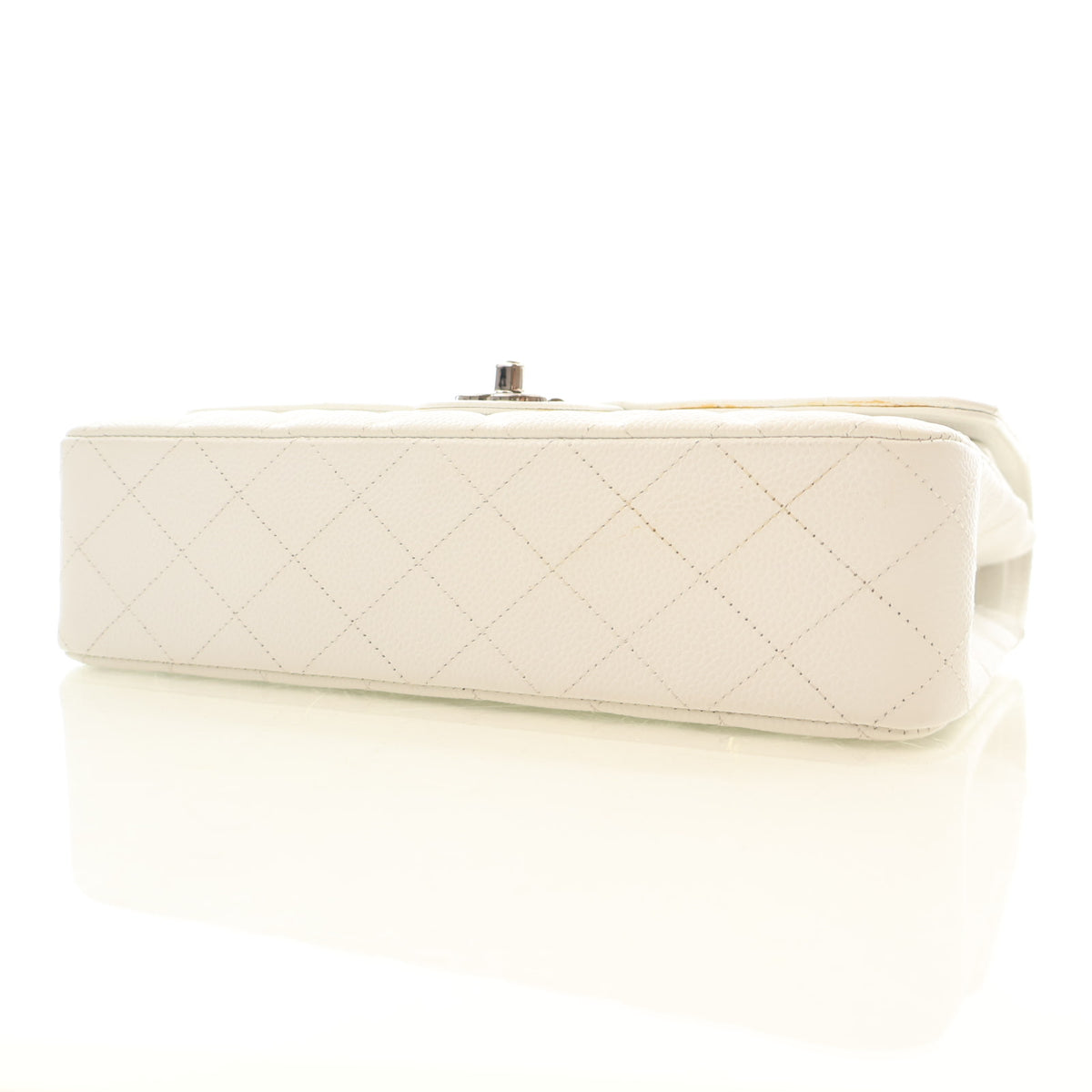Pre-Owned Chanel Classic Double Flap Medium Caviar Leather Bag, base and feet view, photo 7 of 18