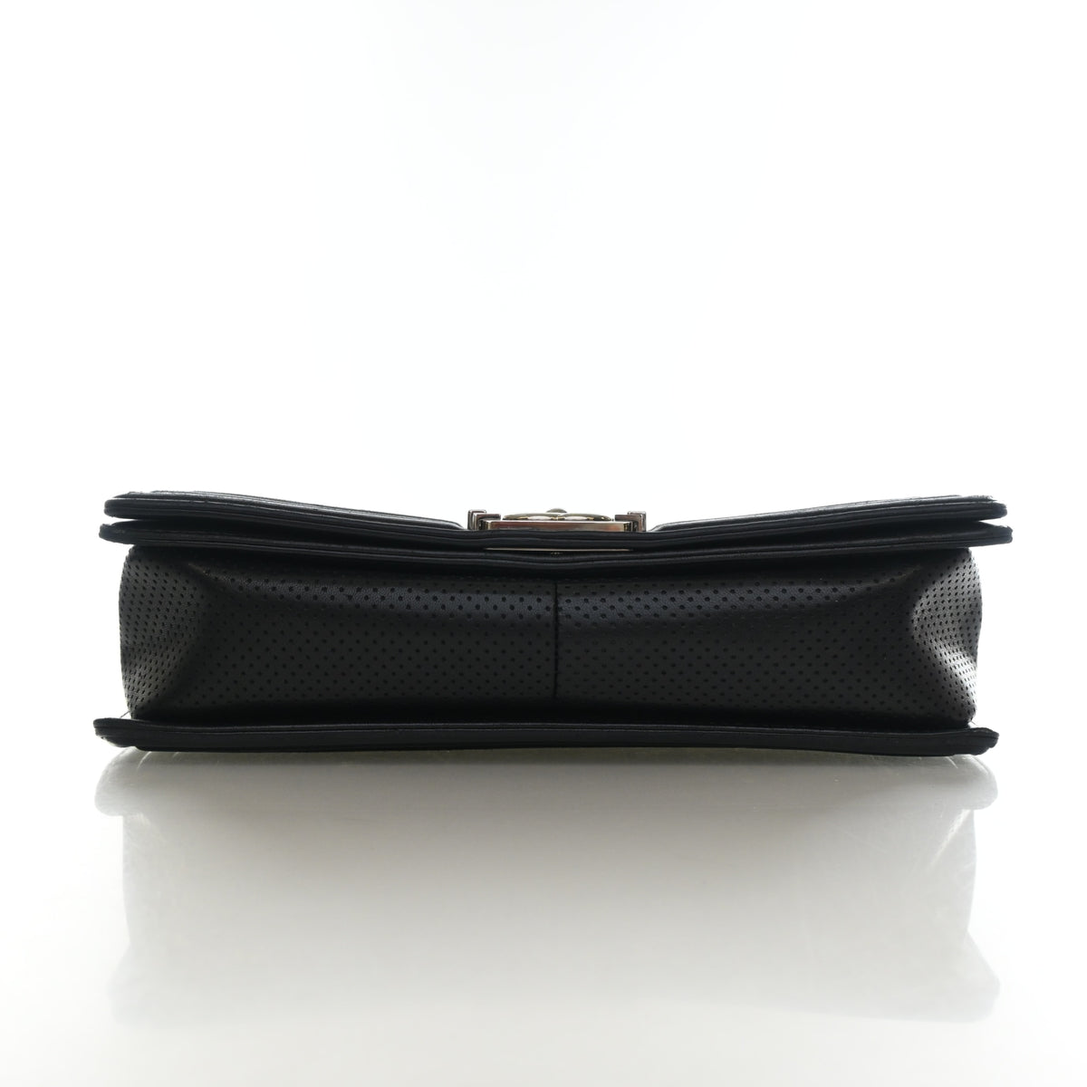 Pre-Owned Chanel Boy Bag Medium Lambskin Perforated, base and feet view