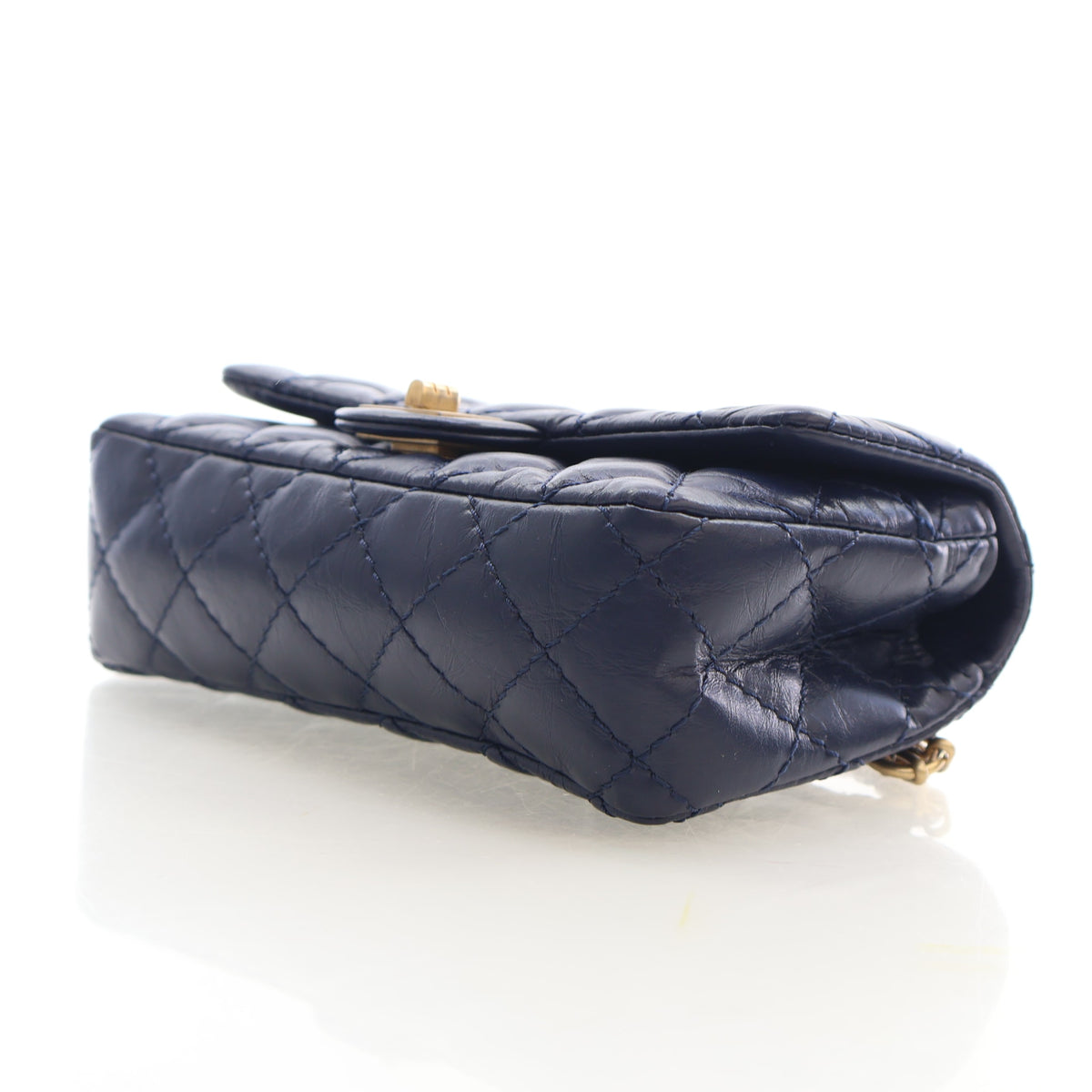 Pre-Owned Chanel Belt Bag Aged Calfskin Reissue 2.55 Flap, base and feet view, photo 7 of 17