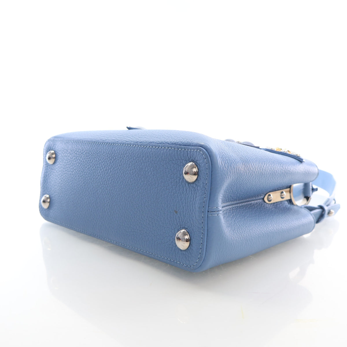 Pre-Owned Louis Vuitton Studded Taurillon Capucines BB, base and feet view, photo 11 of 20