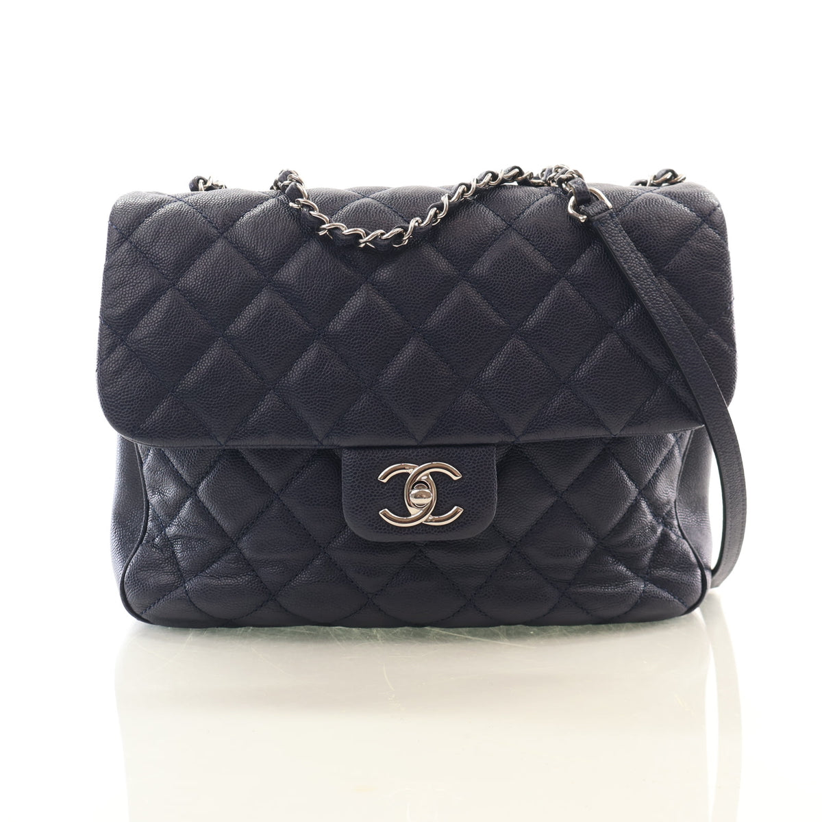 Pre-Owned Chanel Flap Bag Medium Caviar Leather Urban Companion, front view, authenticated at Luxe Du Jour