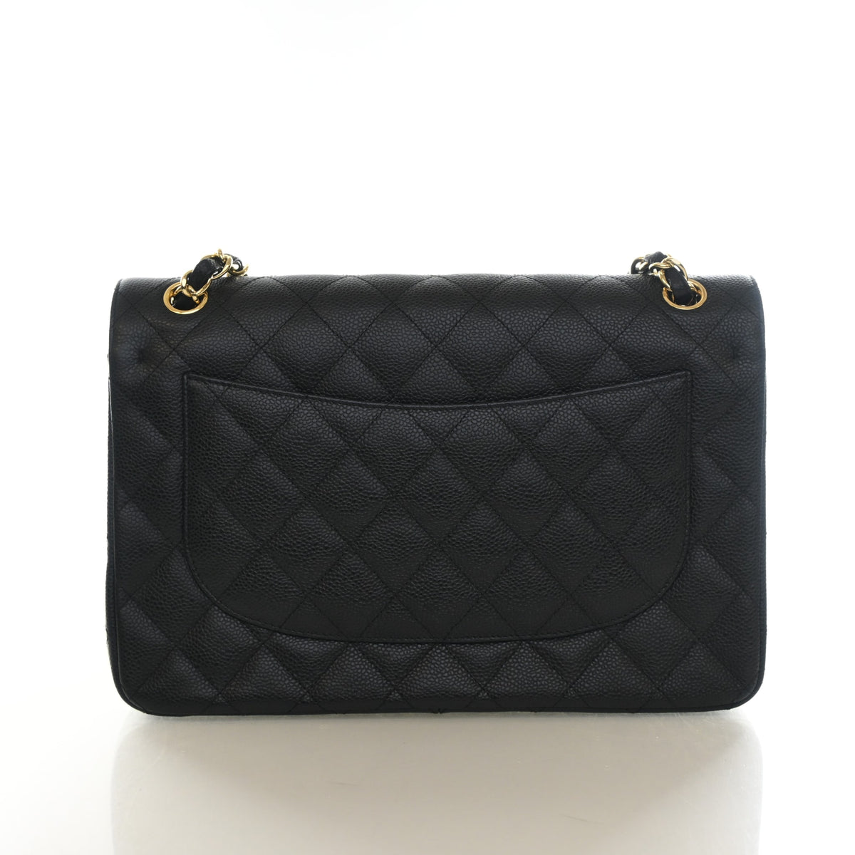 Pre-Owned Chanel Classic Double Flap Jumbo Caviar Leather Bag, back view, photo 11 of 15