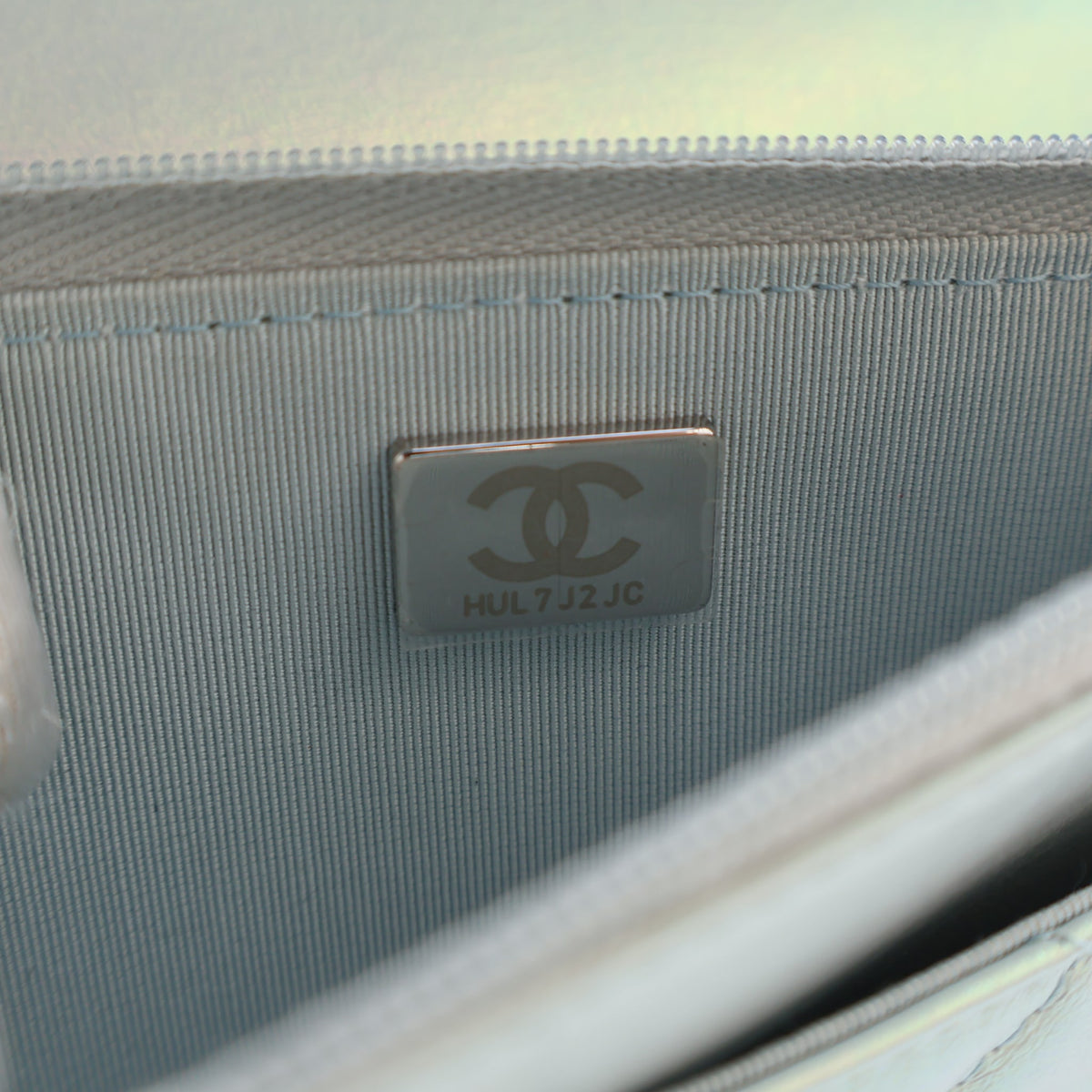 Pre-Owned Chanel Wallet On Chain Iridescent Calfskin WOC, logo detail