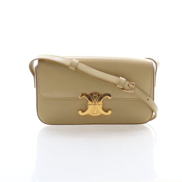 Celine Shiny Calfskin Triomphe Claude Shoulder Bag