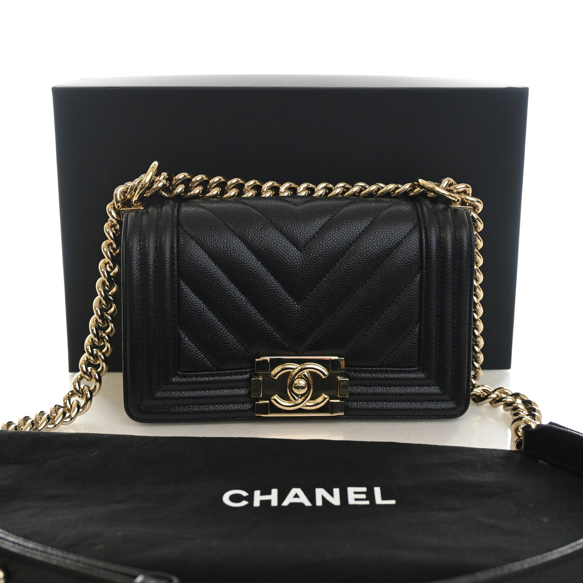 Pre-Owned Chanel Boy Bag Small Caviar Leather, front view, photo 14 of 14