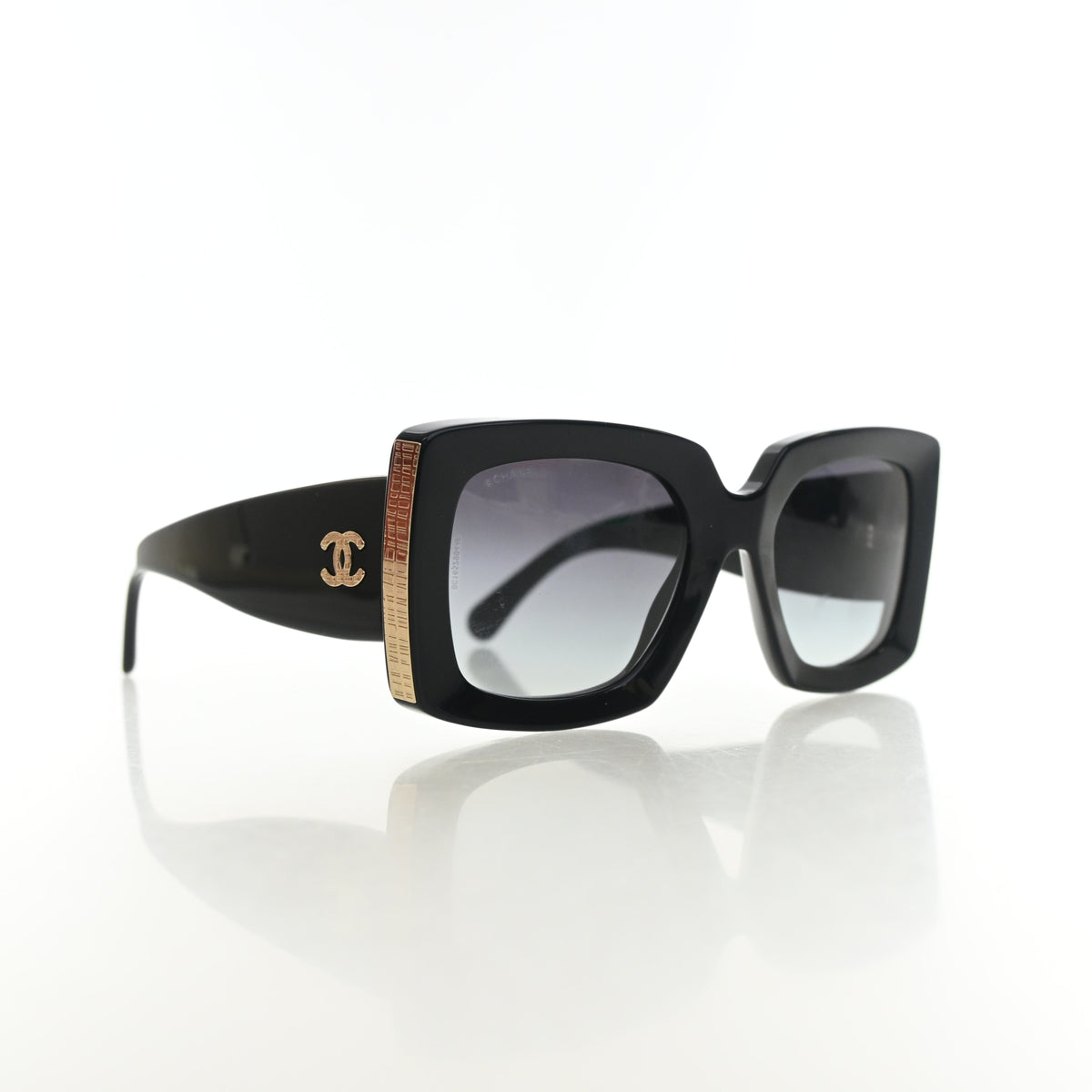 Pre-Owned Chanel Sunglasses Square CC Oversized, front view, authenticated at Luxe Du Jour
