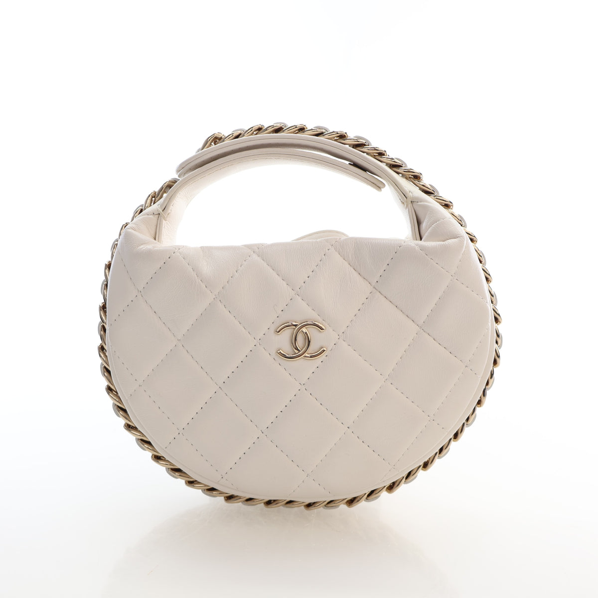 Pre-Owned Chanel Hobo Small Lambskin Chain Around Pouch Bag, front view