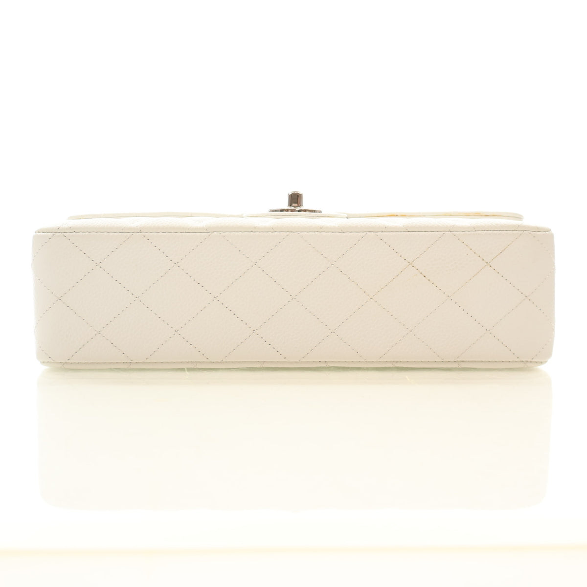 Pre-Owned Chanel Classic Double Flap Medium Caviar Leather Bag, base and feet view, photo 9 of 18