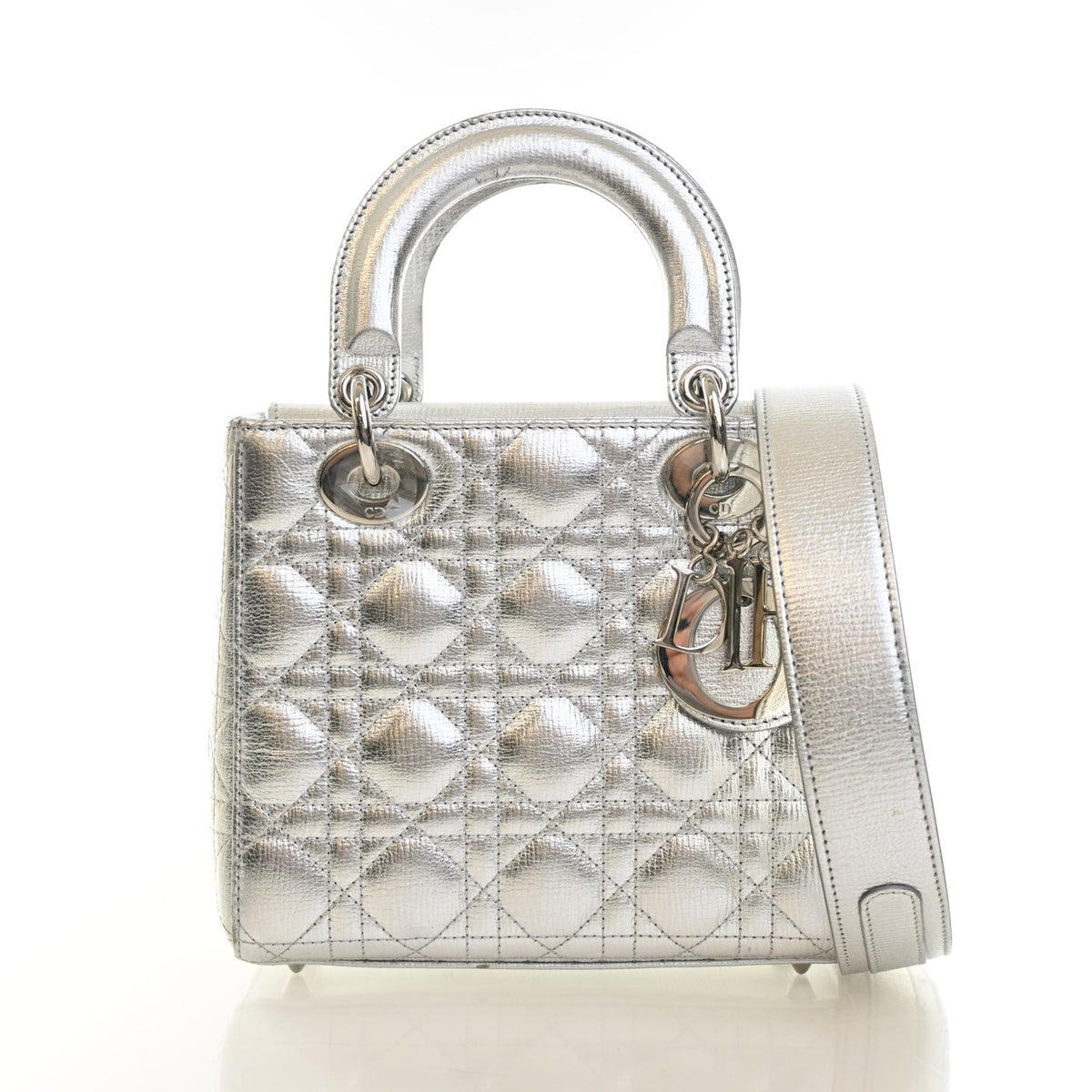 Pre-Owned Christian Dior My Lady Dior Small Calfskin Lucky Badges, front view, authenticated at Luxe Du Jour